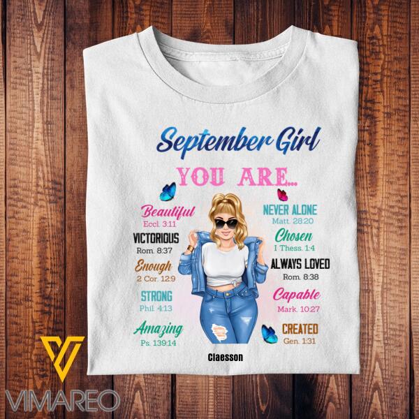 Personalized September Girl Tshirt Printed NEY1908T