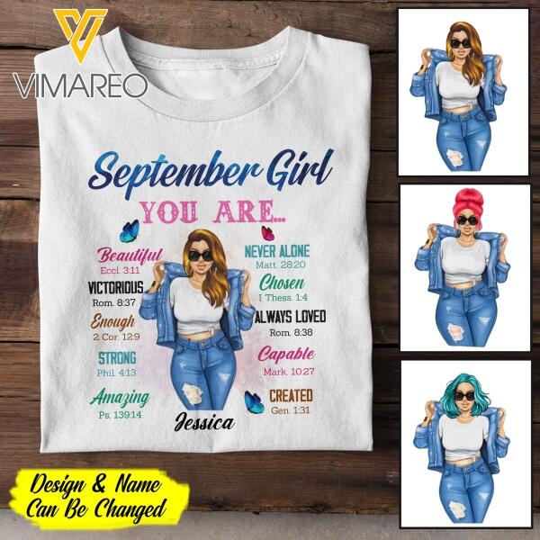 Personalized September Girl Tshirt Printed NEY1908T