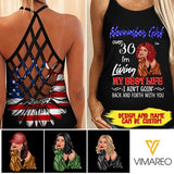 PERSONALIZED NOVEMBER GIRL OVER 30 CRISS CROSS TANK TNMA