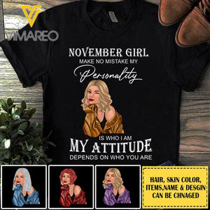 Personalized November Girl Tshirt Printed NEY79