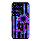 GIRL WITH CUSTOMIZED BIRTHMONRH TIE DYE SUNFLOWER PHONECASE