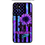 GIRL WITH CUSTOMIZED BIRTHMONRH TIE DYE SUNFLOWER PHONECASE