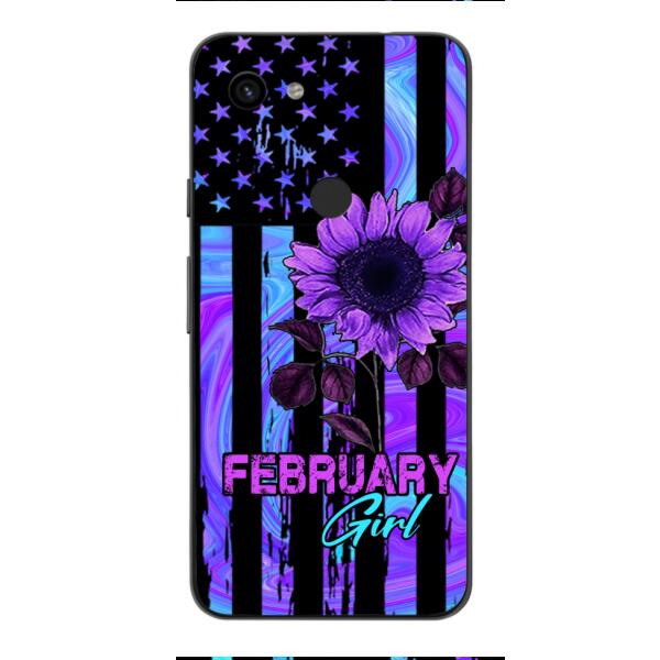 GIRL WITH CUSTOMIZED BIRTHMONRH TIE DYE SUNFLOWER PHONECASE