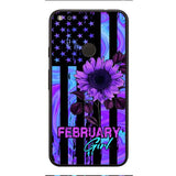 GIRL WITH CUSTOMIZED BIRTHMONRH TIE DYE SUNFLOWER PHONECASE