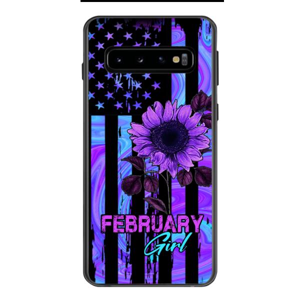 GIRL WITH CUSTOMIZED BIRTHMONRH TIE DYE SUNFLOWER PHONECASE
