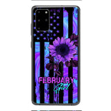 GIRL WITH CUSTOMIZED BIRTHMONRH TIE DYE SUNFLOWER PHONECASE