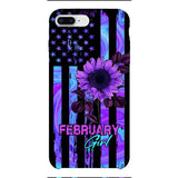 GIRL WITH CUSTOMIZED BIRTHMONRH TIE DYE SUNFLOWER PHONECASE