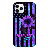 GIRL WITH CUSTOMIZED BIRTHMONRH TIE DYE SUNFLOWER PHONECASE