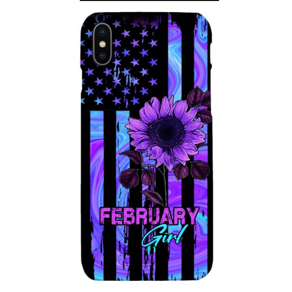 GIRL WITH CUSTOMIZED BIRTHMONRH TIE DYE SUNFLOWER PHONECASE