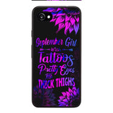 TATOOS GIRL WITH PERSONALIZED BIRTHMONTH PHONE CASE SUNFLOWER