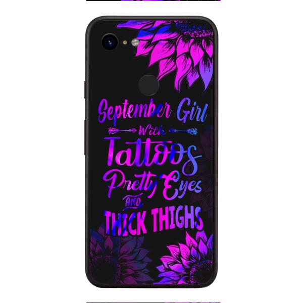 TATOOS GIRL WITH PERSONALIZED BIRTHMONTH PHONE CASE SUNFLOWER