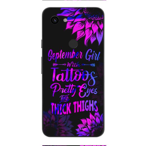 TATOOS GIRL WITH PERSONALIZED BIRTHMONTH PHONE CASE SUNFLOWER