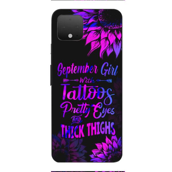 TATOOS GIRL WITH PERSONALIZED BIRTHMONTH PHONE CASE SUNFLOWER