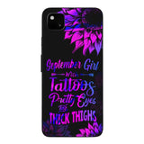 TATOOS GIRL WITH PERSONALIZED BIRTHMONTH PHONE CASE SUNFLOWER
