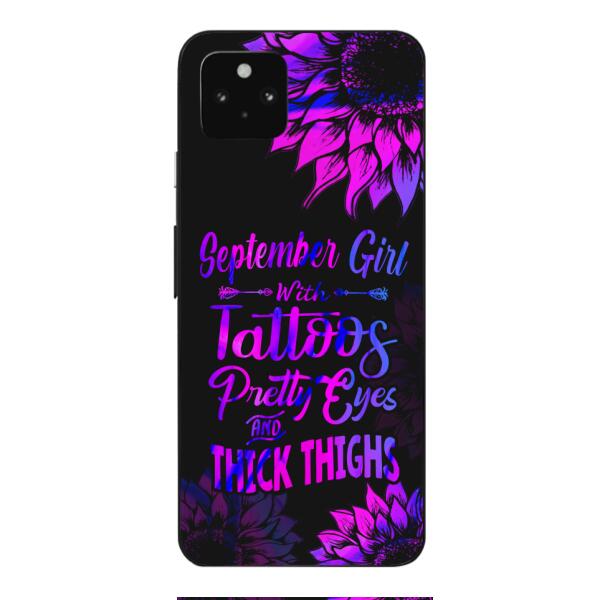 TATOOS GIRL WITH PERSONALIZED BIRTHMONTH PHONE CASE SUNFLOWER