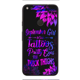TATOOS GIRL WITH PERSONALIZED BIRTHMONTH PHONE CASE SUNFLOWER