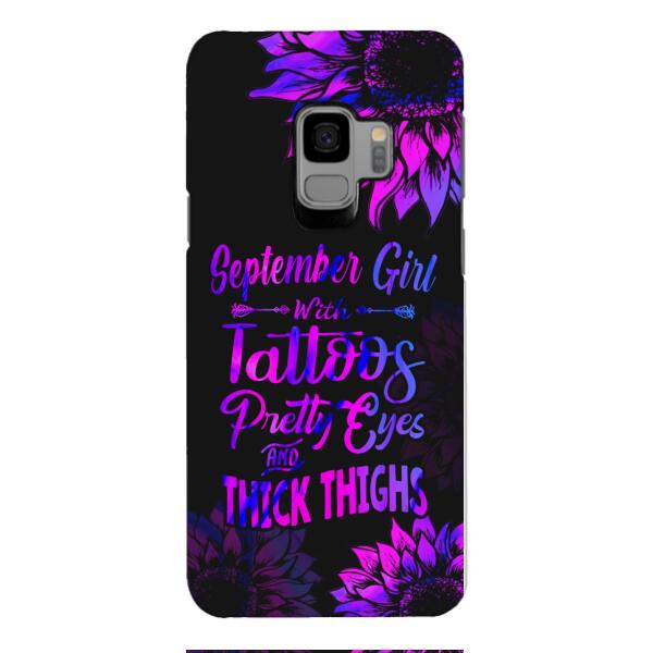 TATOOS GIRL WITH PERSONALIZED BIRTHMONTH PHONE CASE SUNFLOWER