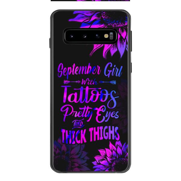 TATOOS GIRL WITH PERSONALIZED BIRTHMONTH PHONE CASE SUNFLOWER