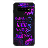 TATOOS GIRL WITH PERSONALIZED BIRTHMONTH PHONE CASE SUNFLOWER