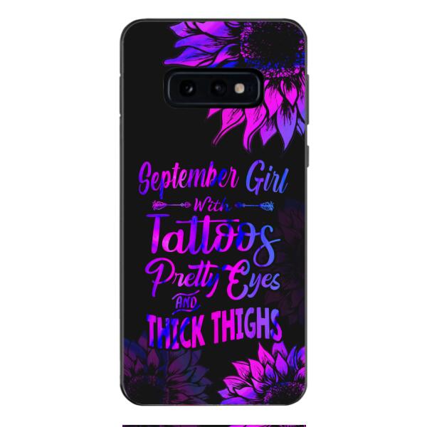 TATOOS GIRL WITH PERSONALIZED BIRTHMONTH PHONE CASE SUNFLOWER