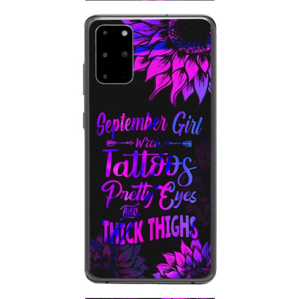 TATOOS GIRL WITH PERSONALIZED BIRTHMONTH PHONE CASE SUNFLOWER