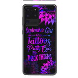 TATOOS GIRL WITH PERSONALIZED BIRTHMONTH PHONE CASE SUNFLOWER