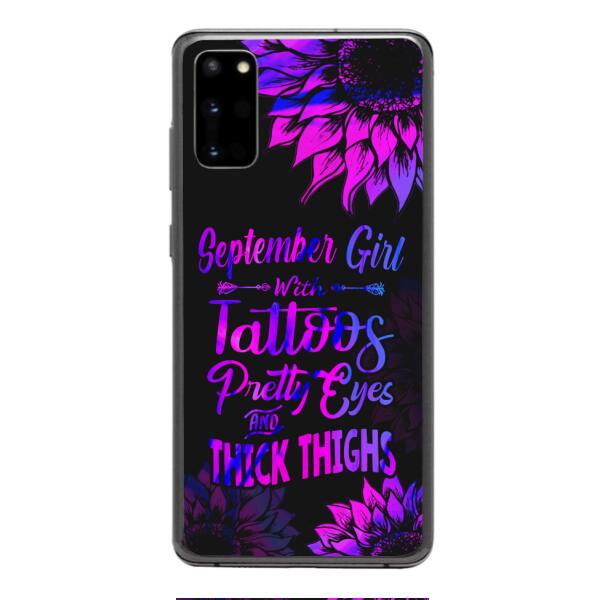 TATOOS GIRL WITH PERSONALIZED BIRTHMONTH PHONE CASE SUNFLOWER