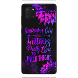 TATOOS GIRL WITH PERSONALIZED BIRTHMONTH PHONE CASE SUNFLOWER