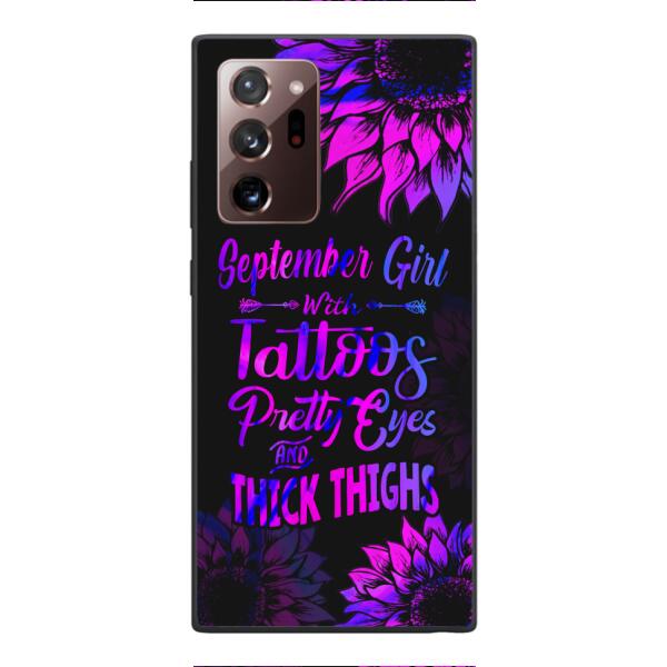 TATOOS GIRL WITH PERSONALIZED BIRTHMONTH PHONE CASE SUNFLOWER