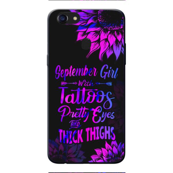 TATOOS GIRL WITH PERSONALIZED BIRTHMONTH PHONE CASE SUNFLOWER