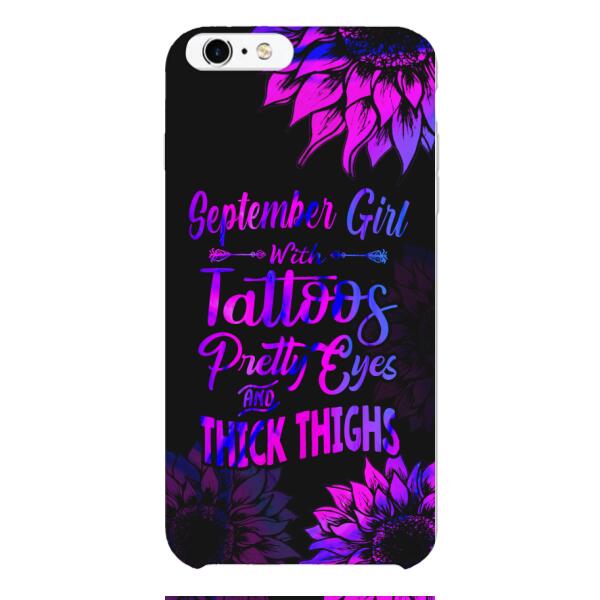TATOOS GIRL WITH PERSONALIZED BIRTHMONTH PHONE CASE SUNFLOWER