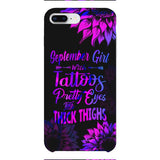 TATOOS GIRL WITH PERSONALIZED BIRTHMONTH PHONE CASE SUNFLOWER