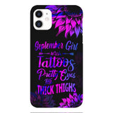 TATOOS GIRL WITH PERSONALIZED BIRTHMONTH PHONE CASE SUNFLOWER