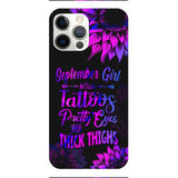 TATOOS GIRL WITH PERSONALIZED BIRTHMONTH PHONE CASE SUNFLOWER