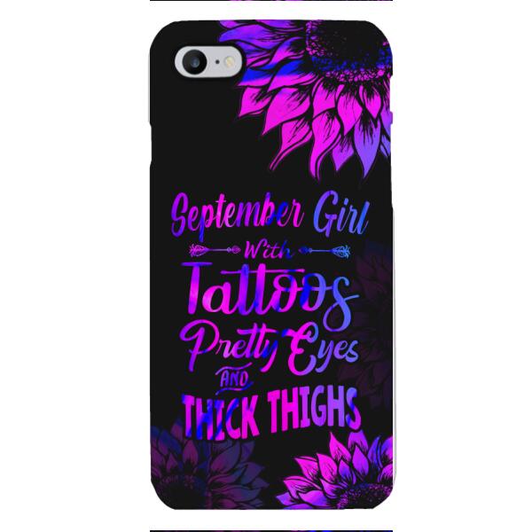 TATOOS GIRL WITH PERSONALIZED BIRTHMONTH PHONE CASE SUNFLOWER