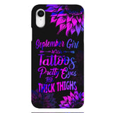 TATOOS GIRL WITH PERSONALIZED BIRTHMONTH PHONE CASE SUNFLOWER