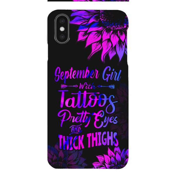 TATOOS GIRL WITH PERSONALIZED BIRTHMONTH PHONE CASE SUNFLOWER