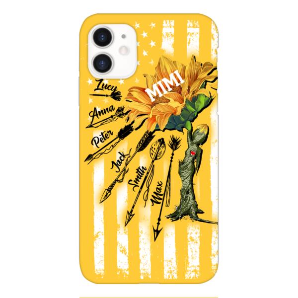 CUSTOMIZED GRANDMA MOTHER PERSONALIZED NICKNAME SUNFLOWER PHONE CASE TNMA