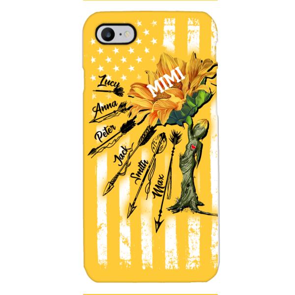 CUSTOMIZED GRANDMA MOTHER PERSONALIZED NICKNAME SUNFLOWER PHONE CASE TNMA