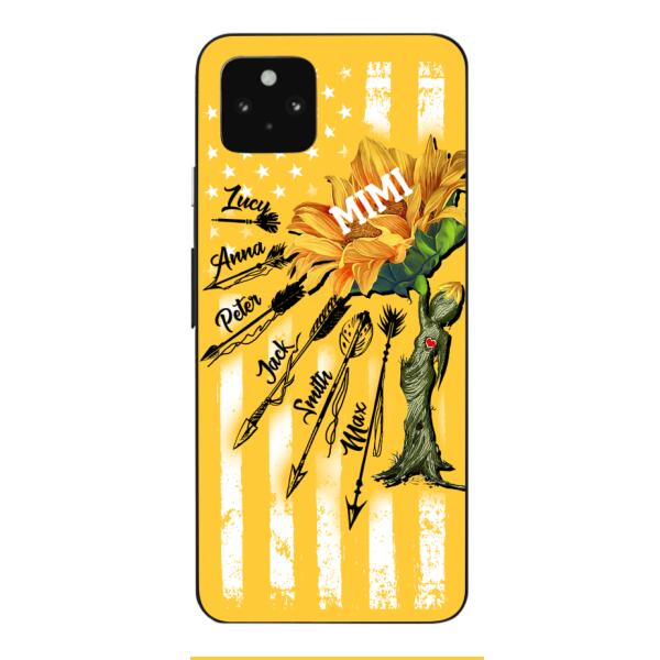 CUSTOMIZED GRANDMA MOTHER PERSONALIZED NICKNAME SUNFLOWER PHONE CASE TNMA
