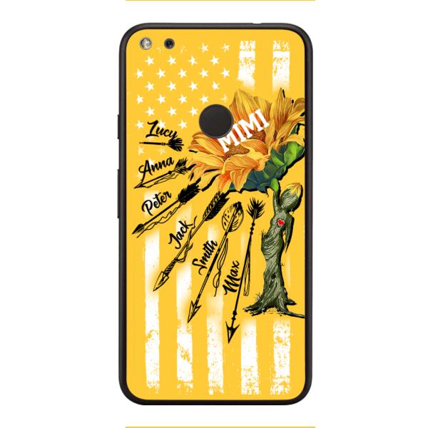 CUSTOMIZED GRANDMA MOTHER PERSONALIZED NICKNAME SUNFLOWER PHONE CASE TNMA