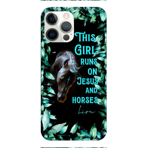 Personalized Girl Runs On Jesus And Horse Phone Caset AUG-LN05
