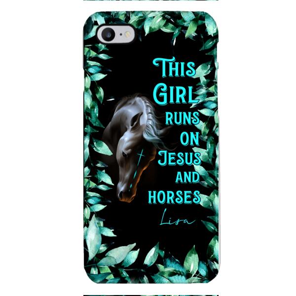 Personalized Girl Runs On Jesus And Horse Phone Caset AUG-LN05