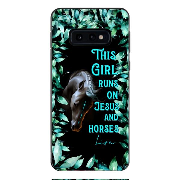 Personalized Girl Runs On Jesus And Horse Phone Caset AUG-LN05