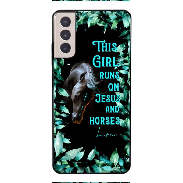Personalized Girl Runs On Jesus And Horse Phone Caset AUG-LN05
