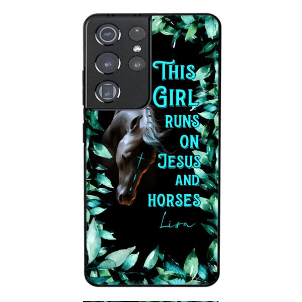 Personalized Girl Runs On Jesus And Horse Phone Caset AUG-LN05