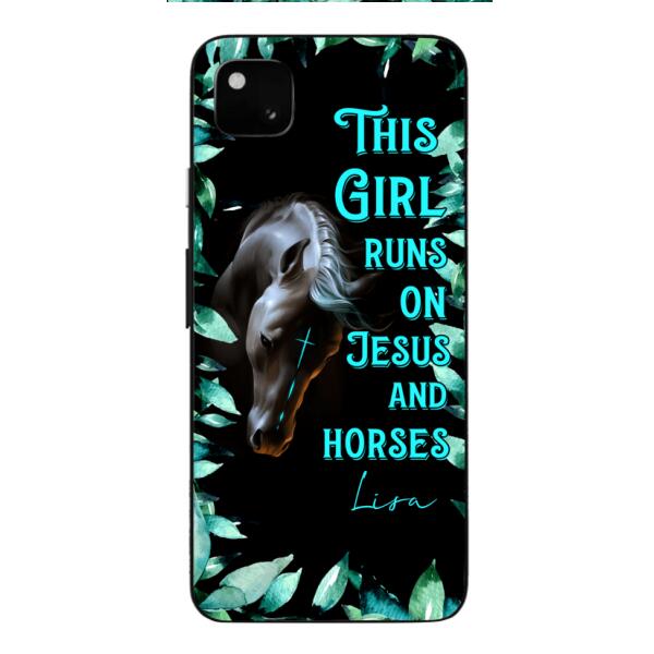 Personalized Girl Runs On Jesus And Horse Phone Caset AUG-LN05