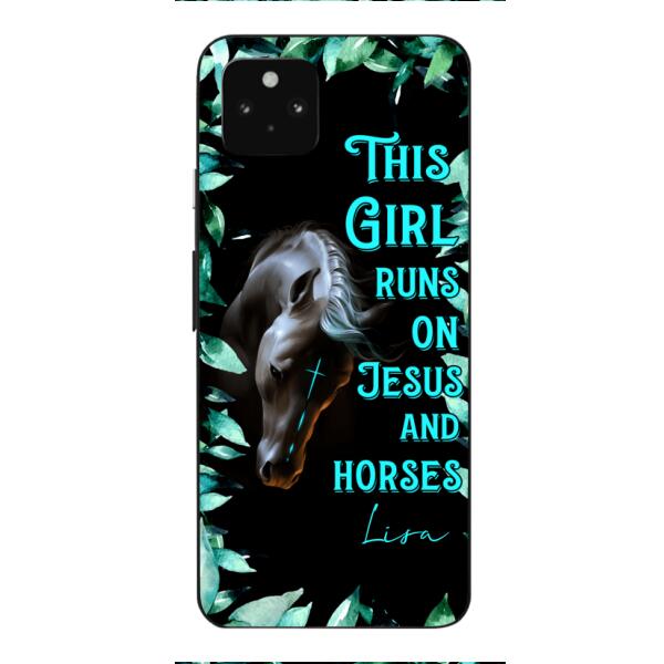 Personalized Girl Runs On Jesus And Horse Phone Caset AUG-LN05