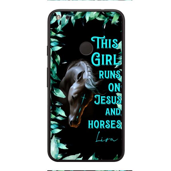 Personalized Girl Runs On Jesus And Horse Phone Caset AUG-LN05