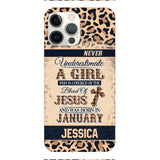 Personalized Never Underestimate A Girl Who Is Covered By The Blood Of Jesus And Was Born In January Phone Case OCT-DT11